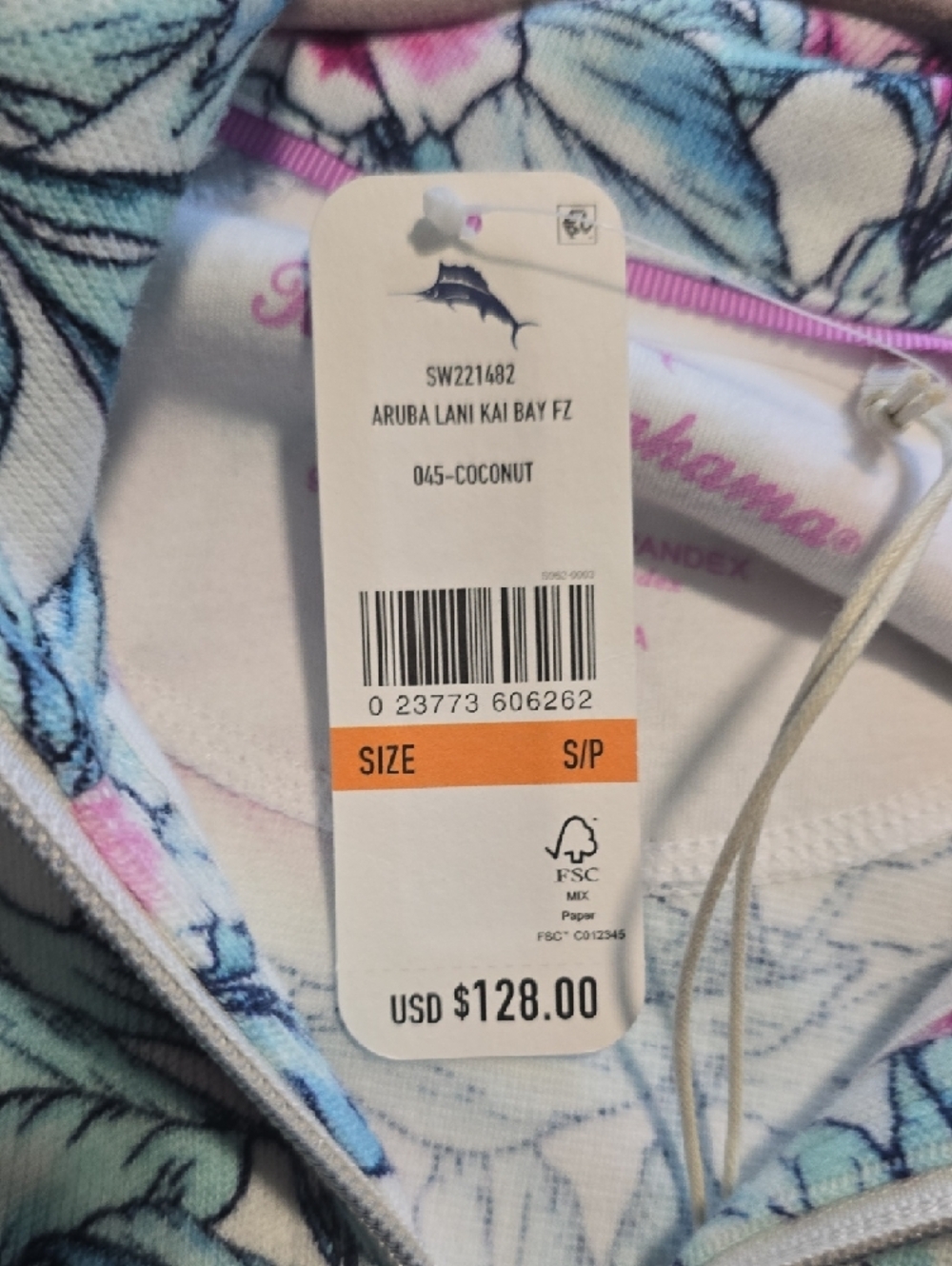 Tommy Bahama Pink & Aqua Floral Zip Jacket Small Nwt - Picture 7 of 7